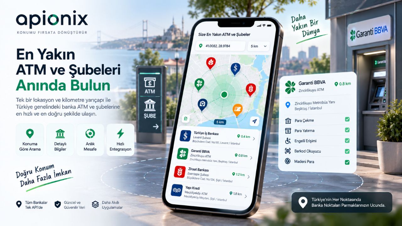 Konum Tabanlı ATM ve Şube Bulma API'si ile Müşteri Deneyimini Artırın